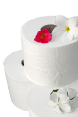 fleurs de pourpier, pervenches, frangipanier sur papier toilette