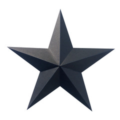 étoile noire en bristol plié et découpé sur fond blanc