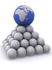 Earth on pyramid from spheres