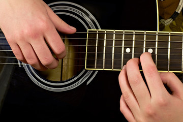 Playing guitar