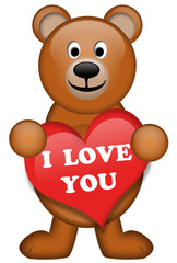Ein brauner Bär mit einem roten Herzen