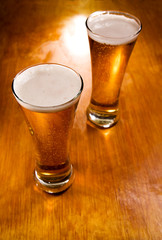 Beer glasses, selective focus