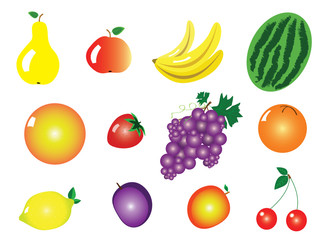 Vector Illustration of Some Friuts for Clip Art or Icons