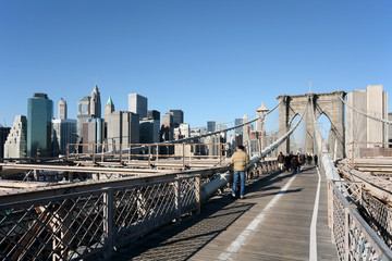Fototapeta premium Panoramę Manhattanu z Brooklyn Bridge