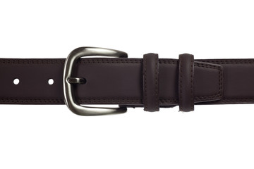 Brown leather belt isolated on white background