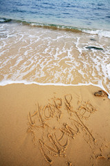 happy new year on beach