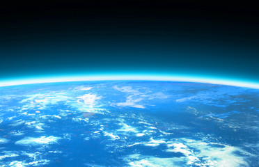 light blue world globe and space