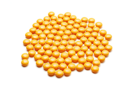 yellow pills isolated