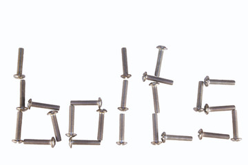 A word is laid out from screw-bolts