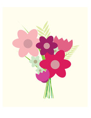 A modern iillustration of a bunch of graphic flowers