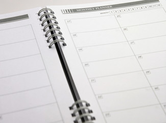 close up of the monthly planner