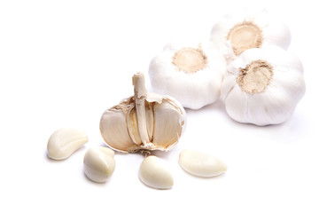 Garlic on white background