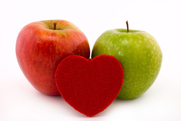 Two apples and heart