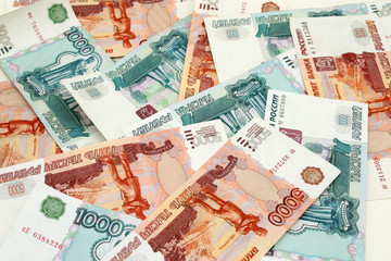 The Russian bank notes, roubles; background
