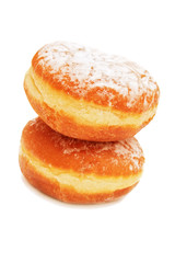 Two donuts isolated on white.