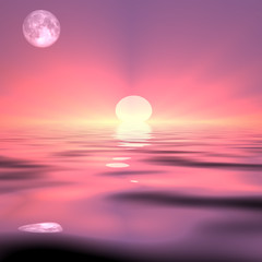 tramonto con la luna