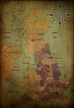 England Map On Vintage Paper