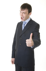 Businessman shows OK sign