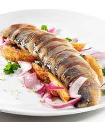 Sliced Fish with Baked Potatoes