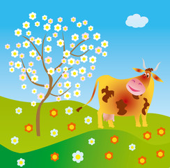 Obraz na płótnie Canvas Spring cow