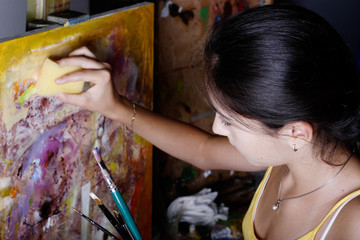 Young artist in studio