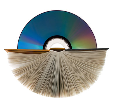 A book  and compact disk on white.