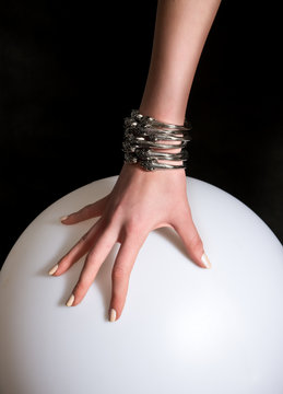 female hand with bracelet