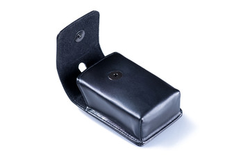 Black leather camera case