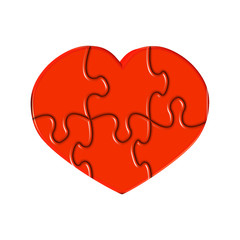 Red heart from puzzles