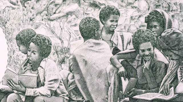 Children in bush school