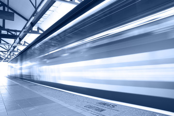 motion blur of train station