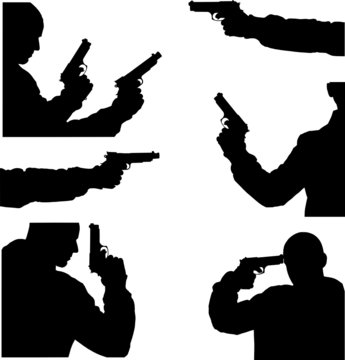 fine black vector image of man and weapon