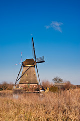 beautiful windmill landscape at kinderdijk