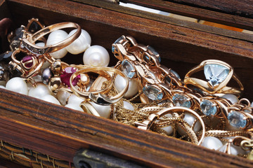 Wooden box with jewelery