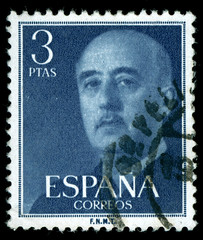 vintage stamp depicting the dictator General Francisco franco