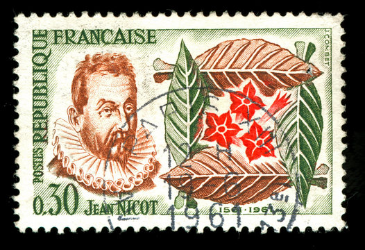 vintage french stamp depicting Jean Nicot