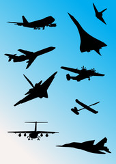 airplanes in blue sky