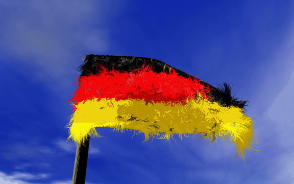 Haarige deutsche Flagge im Wind