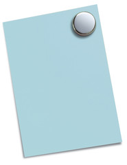 Magnet-Pin mit blauem Zettel