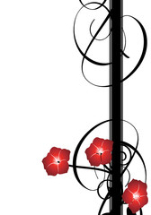 tige verticale fleur rouge et noir