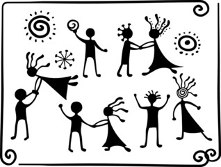 Drawing pictograms of dancing people