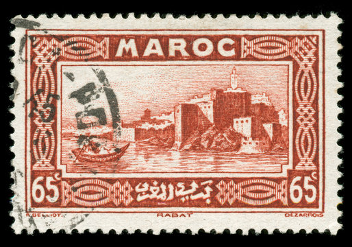 vintage Morocco stamp depicting the Capital city of Rabat