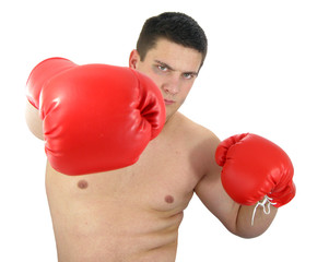Boxer with red boxing gloves