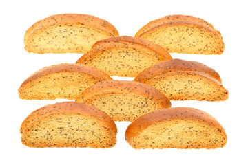 Crackers with a poppy on a white background