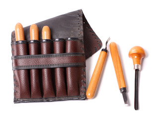gravers in brown case