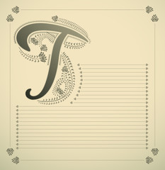 ornamental letter - T