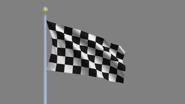 Checkered race flag waving in the wind - including alpha matte