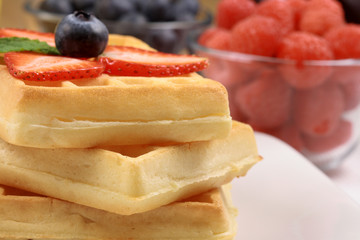 Garnished belgian waffles