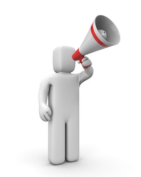 Man speaks in megaphone