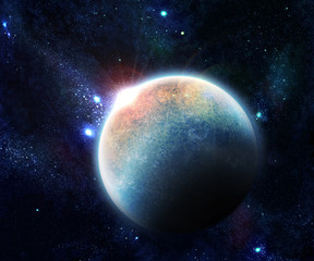 Obraz na płótnie Canvas planet with Rising Sun illustration